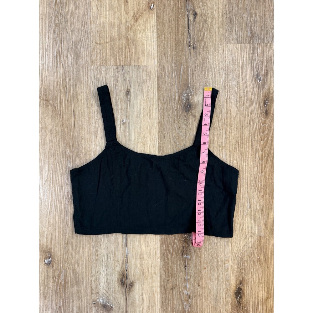 Aerie Womens Black Cotton Gauze Smocked Back Crop Top Adjustable Straps Large - Picture 3 of 7